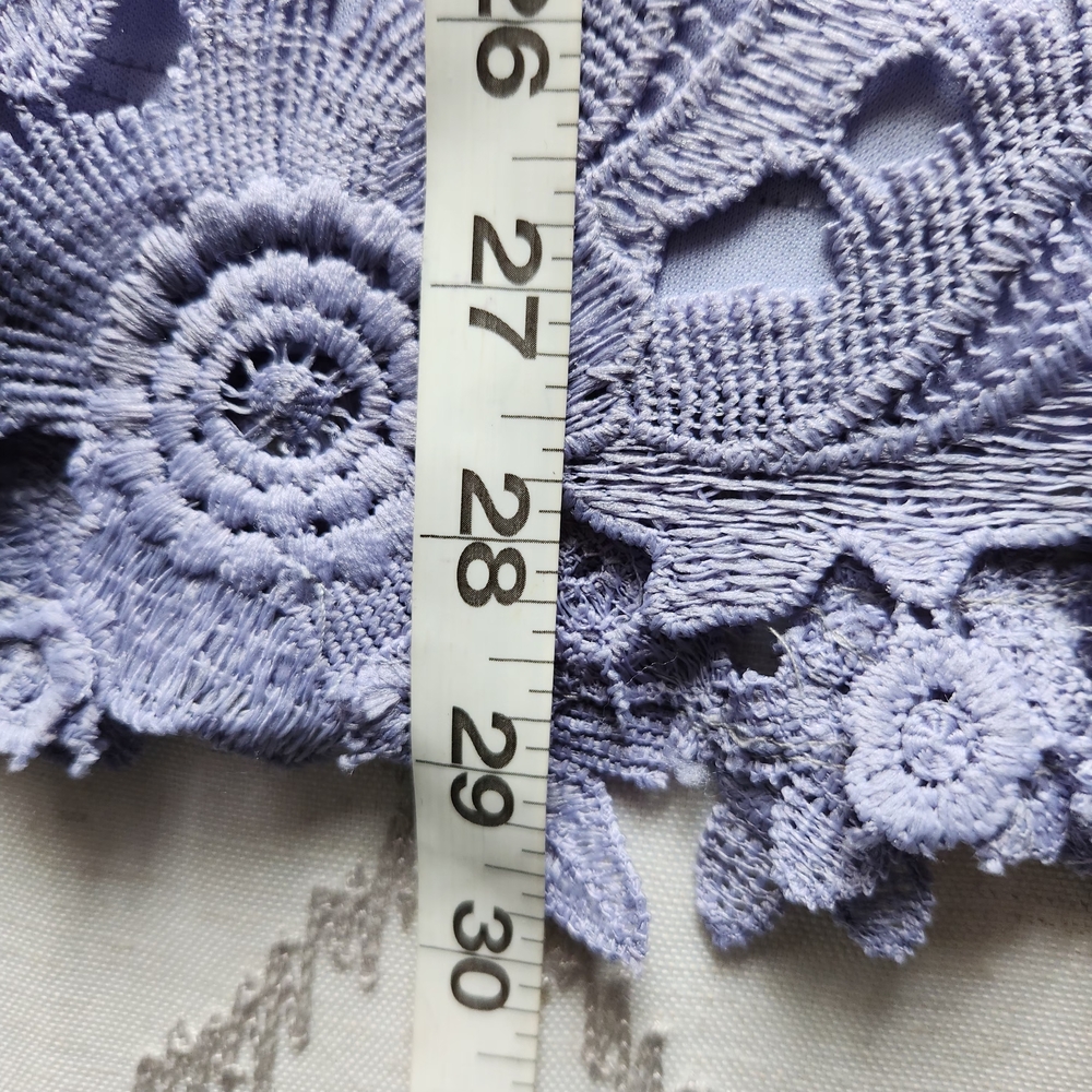 Sam Edelman Periwinkle Blue Lace Dress |‎ Circle Trim Embroidered | Size 8 - Picture 5 of 6